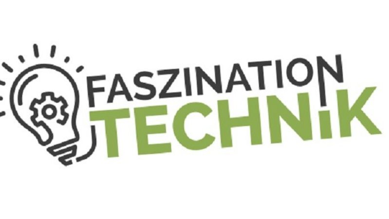 Logo von Faszination Technik - Schriftzug mit Glühbirne
