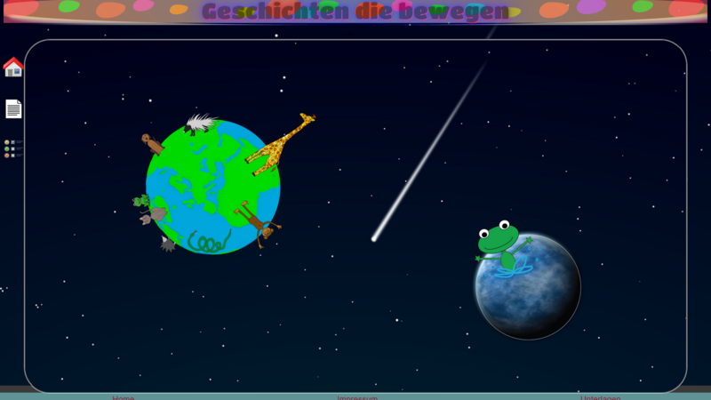 Ein Ausschnitt des Spiels mit zwei Planeten