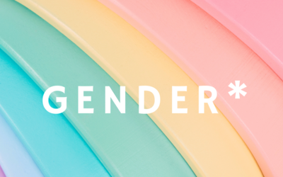 Text "Gender*" auf buntem Hintergrund